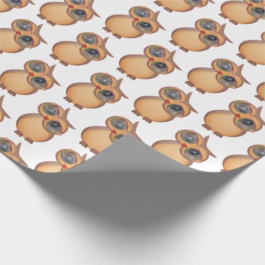 schattige bruine uil met een bril cadeaupapier (Hoek)