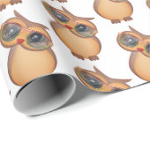 schattige bruine uil met een bril cadeaupapier (Rol Hoek)