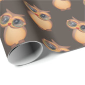 schattige bruine uil met een bril cadeaupapier (Rol Hoek)