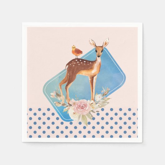 Schattige bruine waterverf herten rustieke elegant servet (Voorkant)