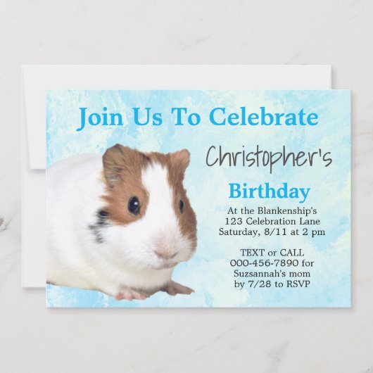 Schattige Bruine Witte Cavia Aangepast Feest Kaart (Voorkant)