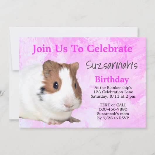 Schattige Bruine Witte Cavia Aangepaste Feest Kaart (Voorkant)