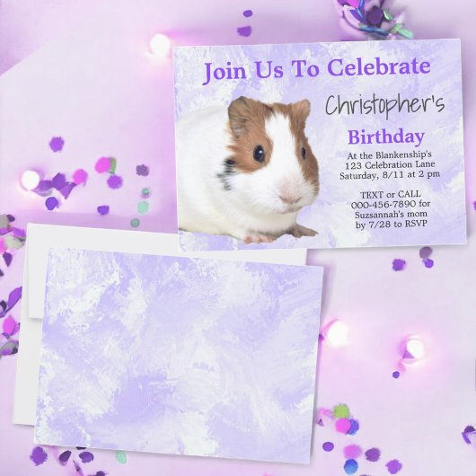 Schattige Bruine Witte Cavia Aangepaste Paarse Fee Kaart