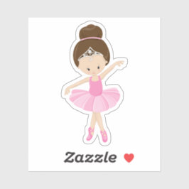 Schattige Brunette Ballerina Meisje Sticker