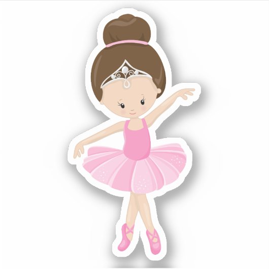 Schattige Brunette Ballerina Meisje Sticker (Voorkant)