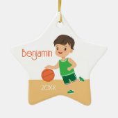Schattige Brunette Boy Keramisch Ornament (Achterkant)