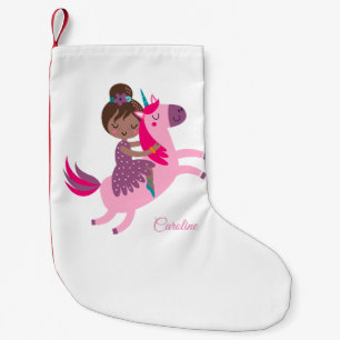 Schattige Brunette Haired Meisje Rijden op een Een Kleine Kerstsok