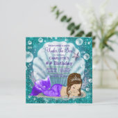 Schattige Brunette Mermaid onder Zee van de geboor Kaart (Staand voorkant)