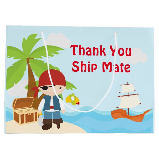 Schattige Brunette Pirate Eye Patch Jongen Verjaar Groot Cadeauzakje (Achterkant)