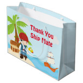 Schattige Brunette Pirate Eye Patch Jongen Verjaar Groot Cadeauzakje (Achterkant Gekanteld)