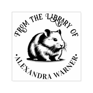 Schattige brutale hamster bibliotheek boek naam zelfinktende stempel