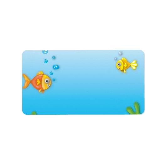 schattige bubbelvis onderwater scène etiket (Voorkant)