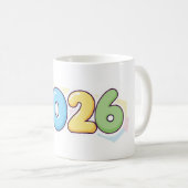 Schattige Bubble 2026 Typografie – Candy Gloss Pas Koffiemok (Voorkant rechts)