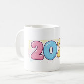 Schattige Bubble 2026 Typografie – Candy Gloss Pas Koffiemok (Voorkant links)