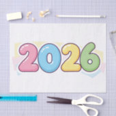 Schattige Bubble 2026 Typografie – Candy Gloss Pas Tissuepapier (Craft)