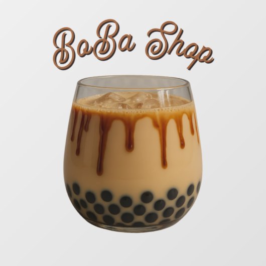 Schattige bubble tea, boba thee raamsticker (Vel)