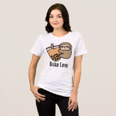 Schattige Bubble Tea & Luiaard Tri-Blend Shirt (Voorkant volledig)