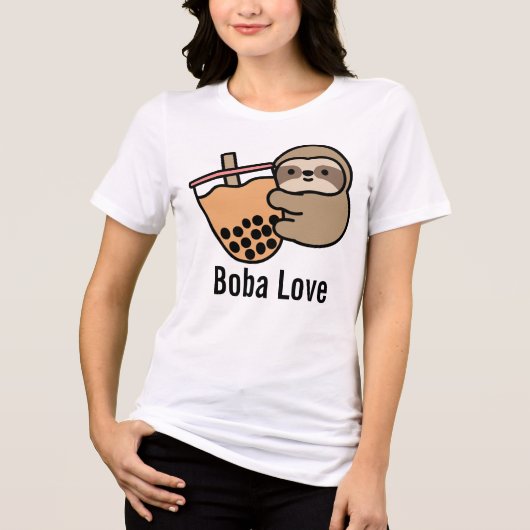 Schattige Bubble Tea & Luiaard Tri-Blend Shirt (Voorkant)