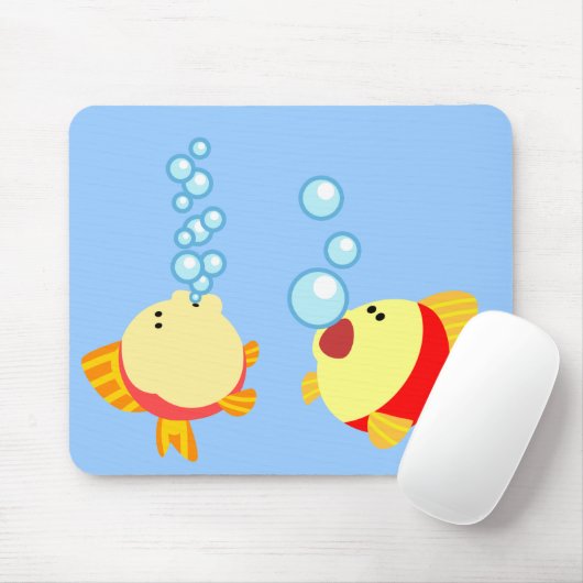 Schattige Bubbling Cartoon Fish Mousepad Muismat (Met muis)