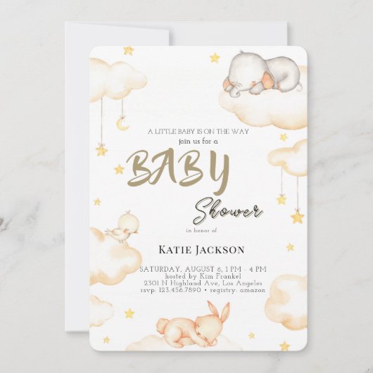 Schattige Budget Baby Shower Kaart (Voorkant)