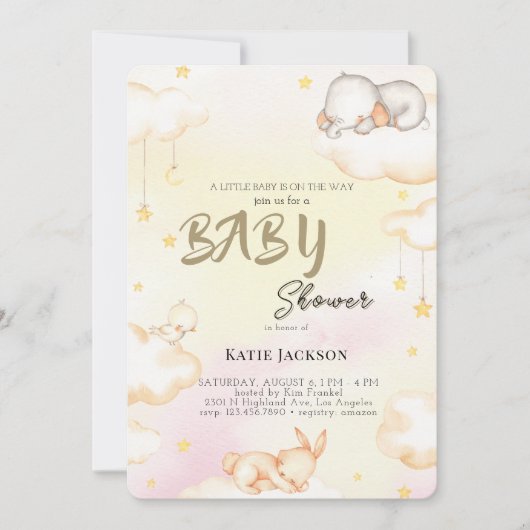 Schattige Budget Baby Shower Kaart (Voorkant)
