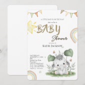 Schattige Budget Baby Shower Kaart (Voorkant / Achterkant)