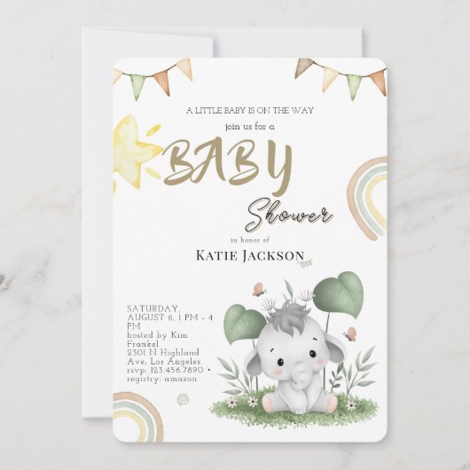 Schattige Budget Baby Shower Kaart (Voorkant)