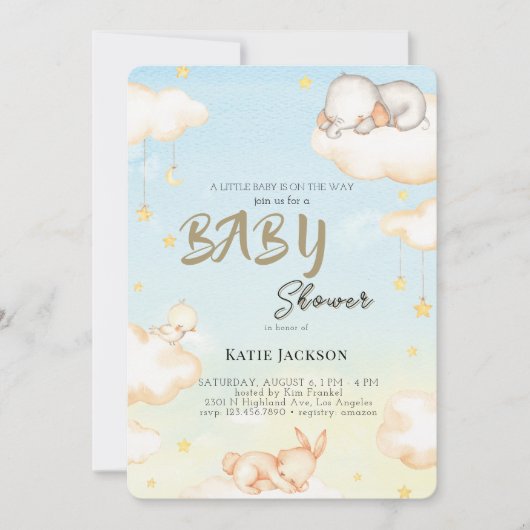 Schattige Budget Baby Shower Kaart (Voorkant)