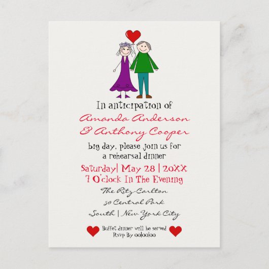 Schattige budget repetitiediner uitnodiging (Voorkant)