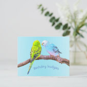 Schattige budgie paar - custom briefkaart (Staand voorkant)