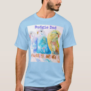 Schattige Budgie Whimsical Watercolor Mans Dad T-s T-shirt