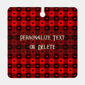 Schattige Buffalo geruite harten Aangepaste kat hu Metalen Ornament (Achterkant)