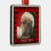 Schattige Buffalo Plaid Hartjes Custom Hond Dier K Metalen Ornament (Rechts)