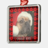 Schattige Buffalo Plaid Hartjes Custom Hond Dier K Metalen Ornament (Links)