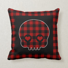 Schattige Buffalo Plaid Schedel Kussen