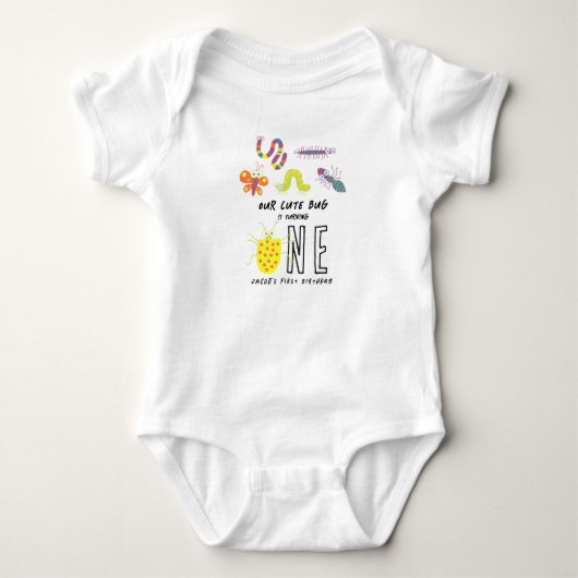 Schattige Bug Worm Vlinder Kinderen 1e Verjaardags Romper (Voorkant)