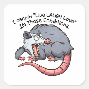 schattige buidelrat ik kan niet "Leven Lachen Lief Vierkante Sticker