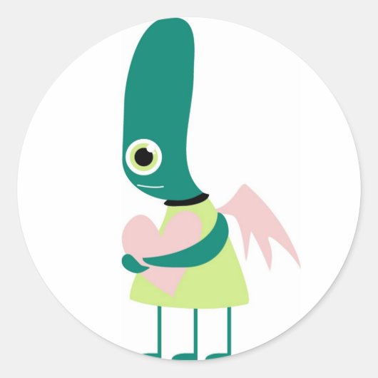 Schattige buitenaards hart ronde sticker (Voorkant)