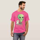 Schattige buitenaards UFO-Kat T-shirt (Voorkant volledig)