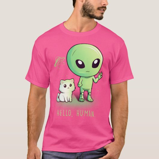 Schattige buitenaards UFO-Kat T-shirt (Voorkant)