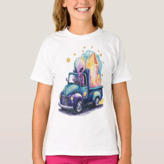 Schattige buitenaards vrachtwagenchauffeur t-shirt