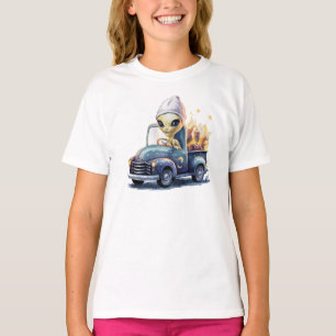 Schattige buitenaards vrachtwagenchauffeur t-shirt