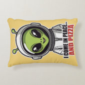Schattige buitenaardse astronaut "Ik kom in vrede Accent Kussen (Voorkant)