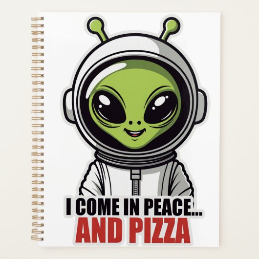 Schattige buitenaardse astronaut "Ik kom in vrede  Planner (Voorkant)
