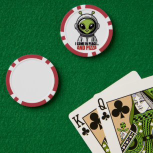 Schattige buitenaardse astronaut "Ik kom in vrede Poker Chips