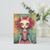 Schattige buitenaardse dame gemengde mediacollage briefkaart (Staand voorkant)