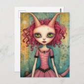 Schattige buitenaardse dame gemengde mediacollage briefkaart (Voorkant / Achterkant)