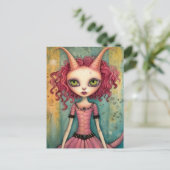 Schattige buitenaardse dame gemengde mediacollage briefkaart (Staand voorkant)