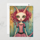 Schattige buitenaardse dame gemengde mediacollage briefkaart (Voorkant / Achterkant)