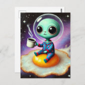 Schattige buitenaardse drijvend ei in de ruimte me briefkaart (Voorkant / Achterkant)